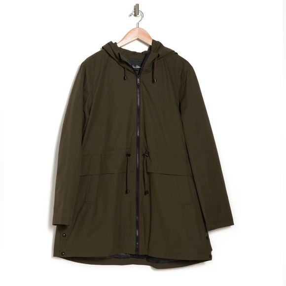 NWOT- Sam Edelman- Peplum Rain Anorak in green Size L - Picture 6 of 12